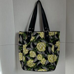 Vera Bradley La Le Neon Rose Black Buckle Tote Bag